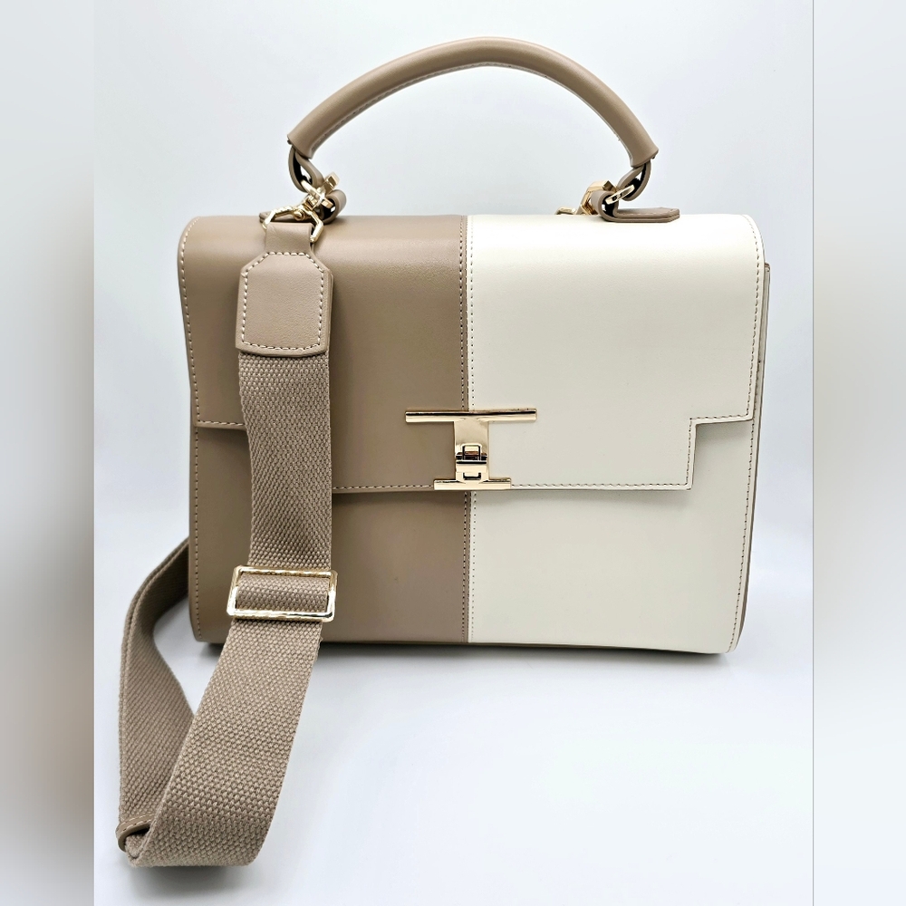 Trina Turk Leather Top Handle Satchel Handbag With Crossbody Strap - NWT